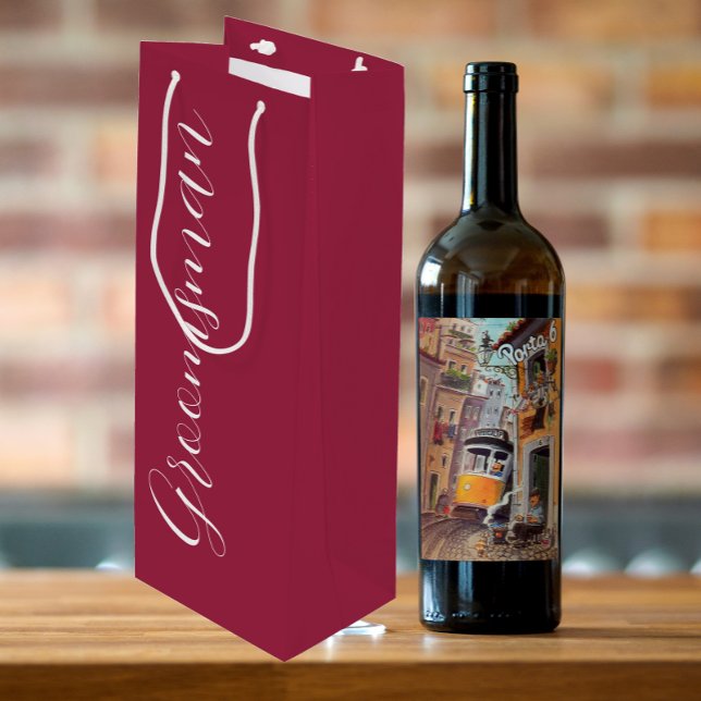 Wine Red Stylised Script Wedding Groomsman Gift Bag (In Situ)