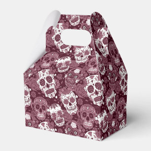 wine red sugar skull floral ornamental pattern favour box