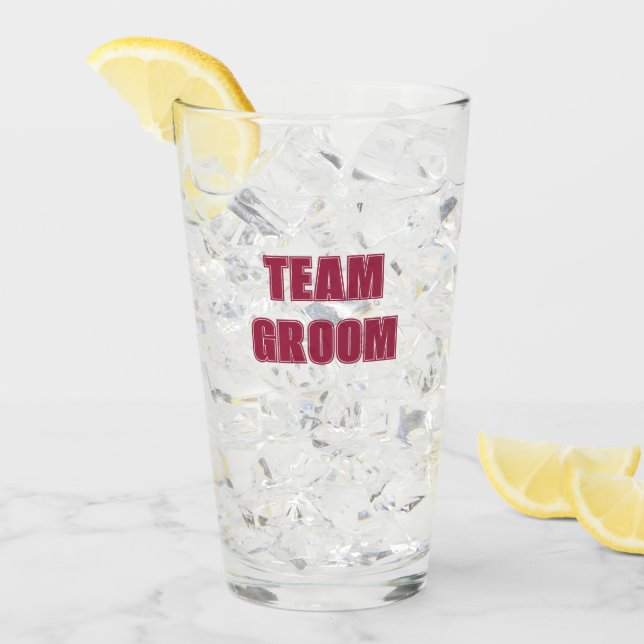 Wine Red Team Groom Bachelor Party Glass (Front Ice)