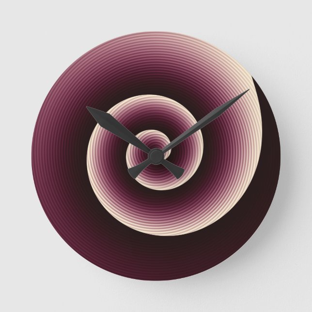 Wine Red Twirl Round Clock (Front)