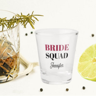 Wine Red Wedding Bride Squad Personalised Shot Glass