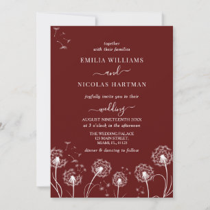 Wine Red Wildflower Elegant Wedding Invitation