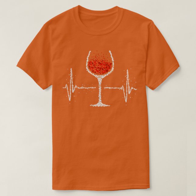 Wine Red Wine Wine Drinker Heartbeat T-Shirt (Design Front)