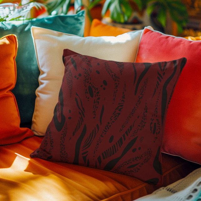 wine red Zebra Pattern  Cushion (Creator Uploaded)