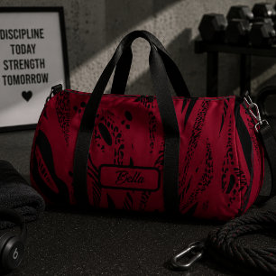 wine red Zebra Pattern Duffle Bag