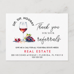 Wine Referral Card, Elegant Grapes Watercolour Announcement Postcard