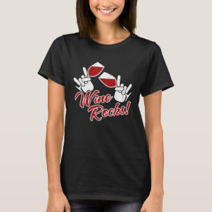 Wine Rocks Drinking Humour T-Shirt
