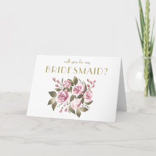 Wine Rose Bouquet Will You Be My Bridesmaid Invitation