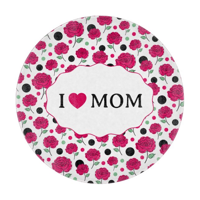 Wine Rose Green Polka Dot Graphic Pattern Modern   Cutting Board (Front)