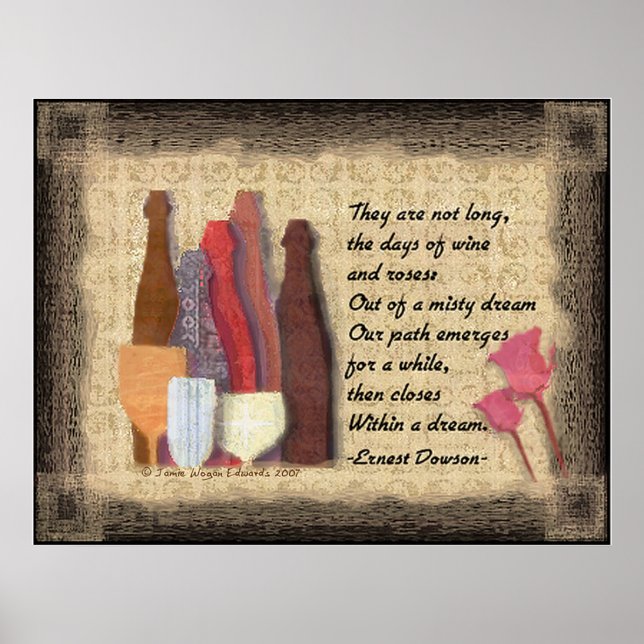 Wine & Roses Art Poem Poster (Front)