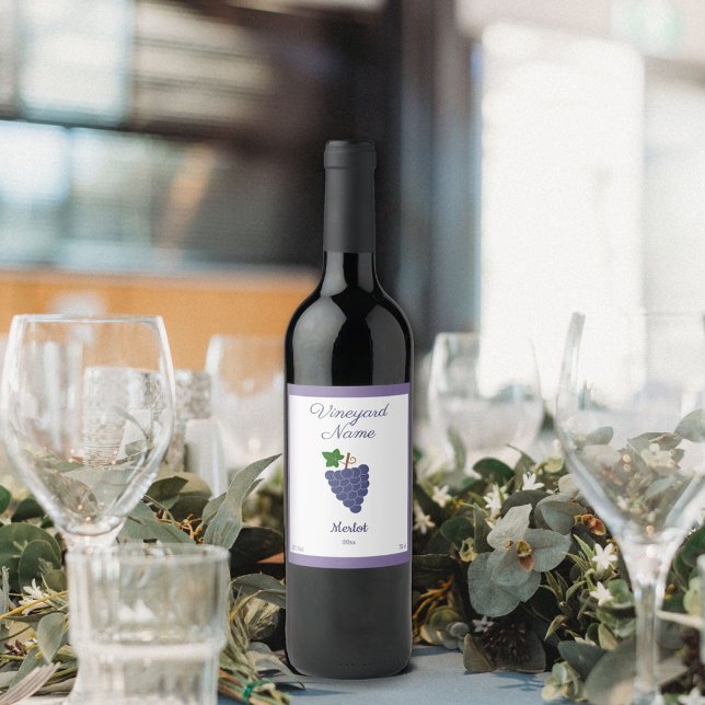 Wine Rustic Bottle Label Sticker with Grapes (Wine Rustic Bottle Label Sticker with Grapes)