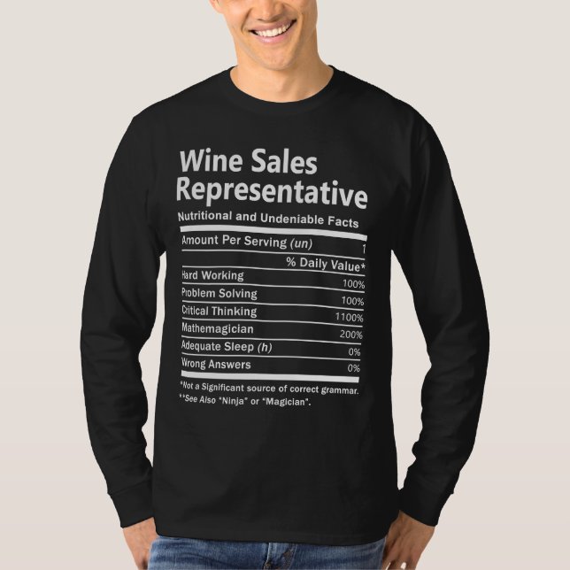 Wine Sales Representative  Nutrition Factors Job I T-Shirt (Front)