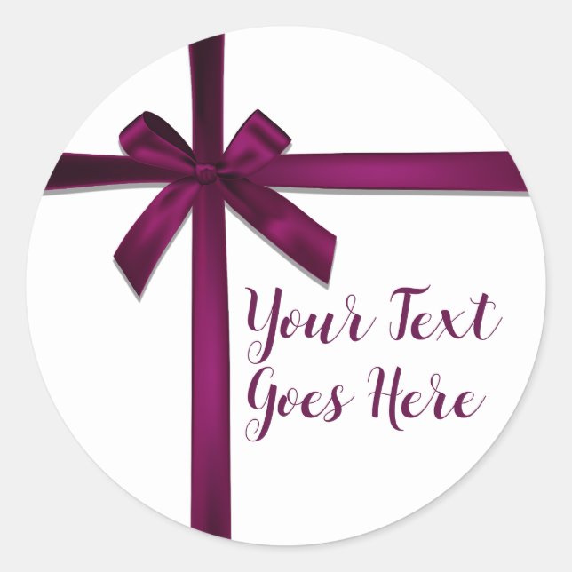 Wine Satin Ribbon Bow Christmas Holiday Party Classic Round Sticker (Front)