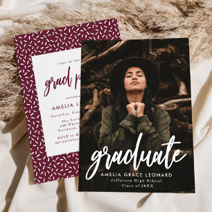 Wine Scripted Photo Graduation Party Invitation