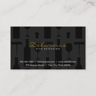 Wine Set Black on Black Business Card