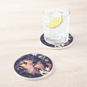 Wine Shamrock Plant Ceramic Coaster