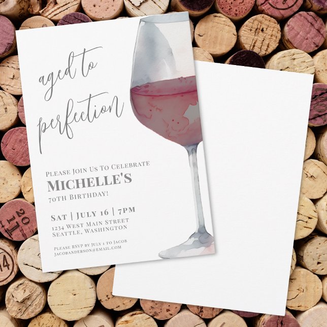 Wine Simple 70th Birthday Party Invitation (Wine Simple 70th Birthday Party Invitation)
