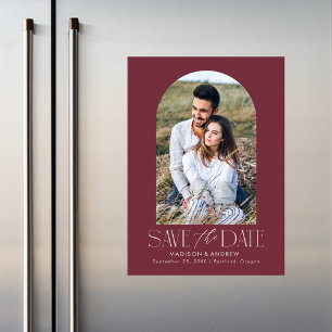 Wine   Simple Modern Arch Photo Save the Date Magnetic Invitation