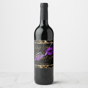 Wine Sips 🍷 and Sweet Lips - Purple - Marble Wine Label