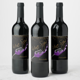 Wine Sips 🍷 - Purple Wine Label