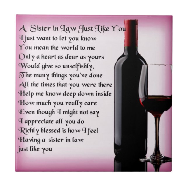 Wine   Sister in Law  Poem Tile (Front)