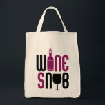 Wine Snob Tote Bag<br><div class="desc">Funny wine lovers design says WINE SNOB with a wine bottle for the "i" in the word WINE and a wine glass for the "o" in the word SNOB. PinkInkArt original!</div>