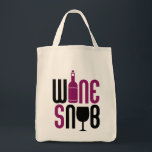 Wine Snob Tote Bag<br><div class="desc">Funny wine lovers design says WINE SNOB with a wine bottle for the "i" in the word WINE and a wine glass for the "o" in the word SNOB. PinkInkArt original!</div>