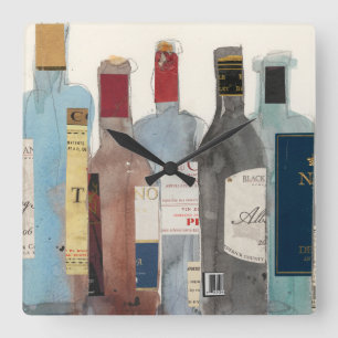 Wine & Spirits Square Wall Clock