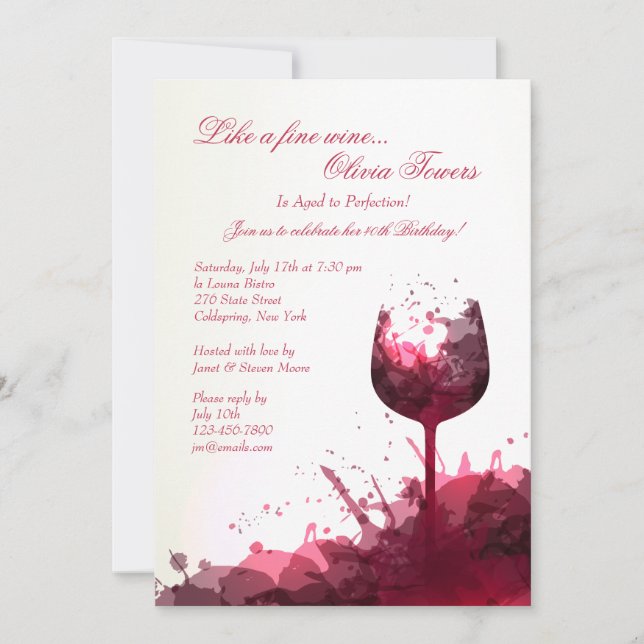 Wine Splash Invitation (Front)