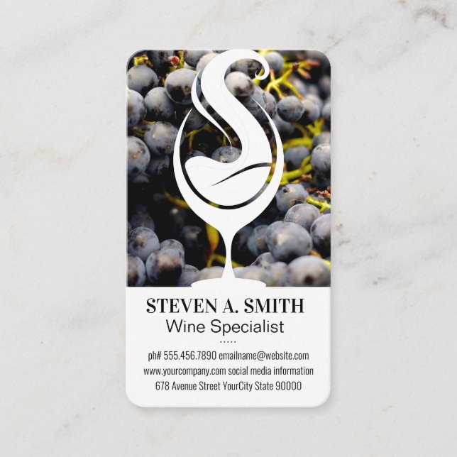 Wine Splash Logo | Grapes Business Card (Front)