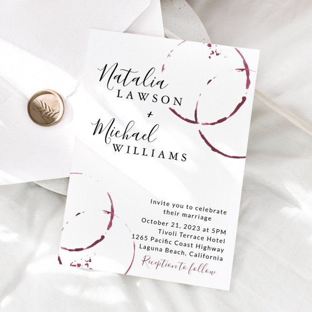 Wine Stain, Burgundy Watercolor Wedding Invitation (Creator Uploaded)