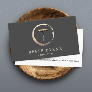 Wine Stain Corkscrew Sommelier Bartender Business Card