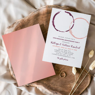 Wine Stain Rose and Burgundy Wedding Anniversary Invitation
