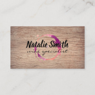 Wine Stain   Vineyard   Wood Background Business Card