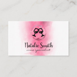 Wine Stain Watercolor Cheers Business Card