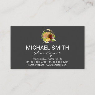 Wine Stain Wine Bottle and Grapes Business Card