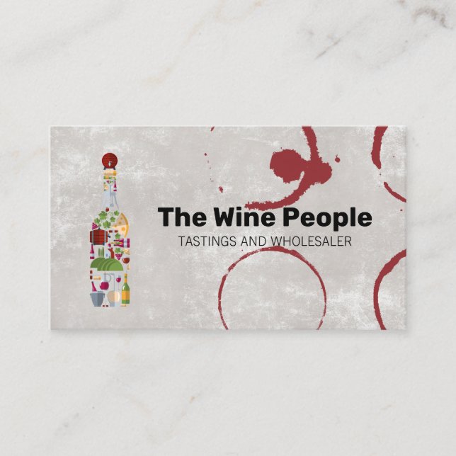 Wine Stain | Winery Bottle Business Card (Front)