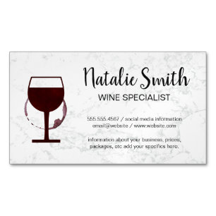 Wine Stain   Winery Marble Magnetic Business Card