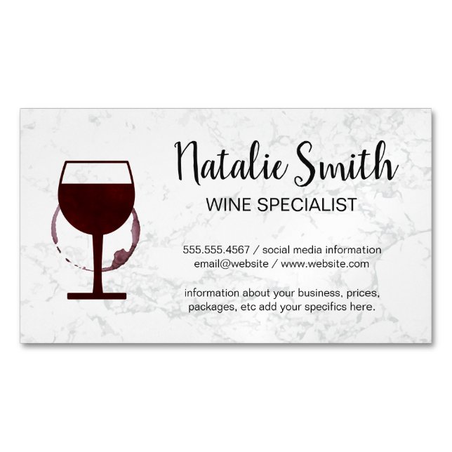 Wine Stain | Winery Marble Magnetic Business Card (Front)