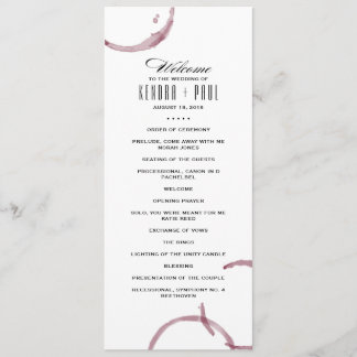 Wine Stains Winery Vineyard Ceremony Program Programme