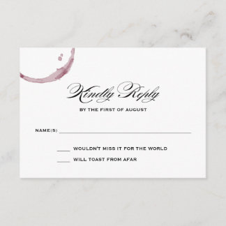 Wine Stains Winery Vineyard Wedding Response Card