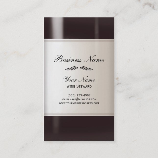 Wine Steward Wine Bottle Business Card (Front)