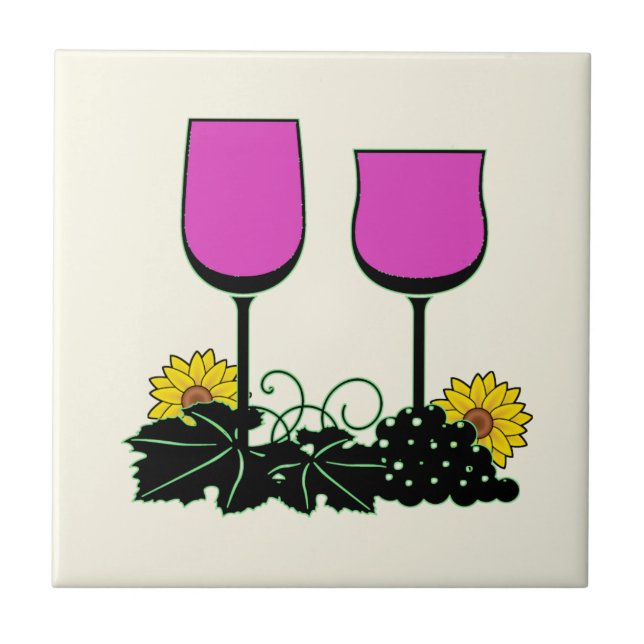 Wine & Sunflowers Tile (Front)