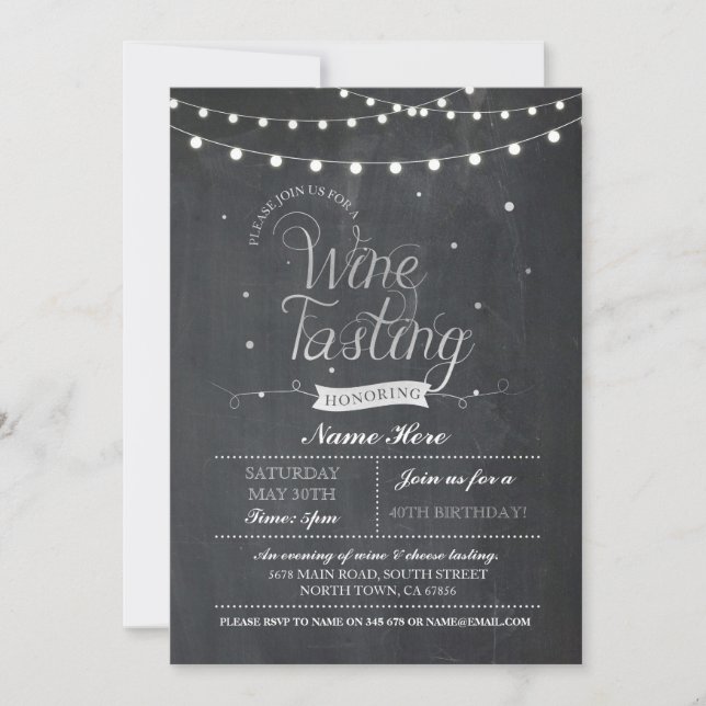 Wine Tasting Birthday Party Chalk ANY AGE Invite (Front)