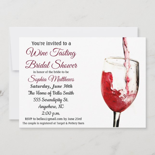 Wine Tasting Bridal Shower Invitation (Front)