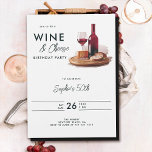 Wine Tasting Cheese Winery Modern 50th Birthday Invitation<br><div class="desc">An elegant and modern 50th birthday party invitation template for women with a wine tasting theme, featuring a watercolor illustration of a bottle of wine, cheese and bread on a simple bread board. A classy wine and cheese 50th birthday invite for a woman on her fiftieth birthday celebrating with a...</div>