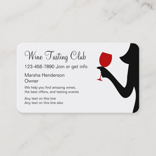 Wine Tasting Club Business Cards (Front)