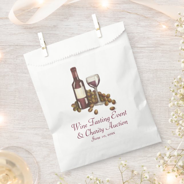 Wine Tasting Cocktail Party Bottle Glass Grapes Favour Bags (Clipped)
