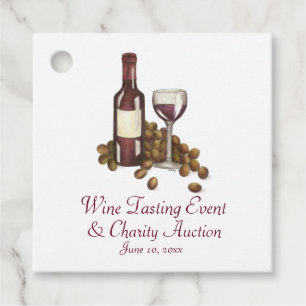 Wine Tasting Cocktail Party Bottle Glass Grapes Favour Tags