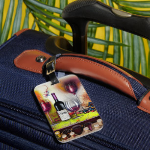 Wine Tasting Colourful Digital Art Luggage Tag